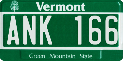 VT license plate ANK166