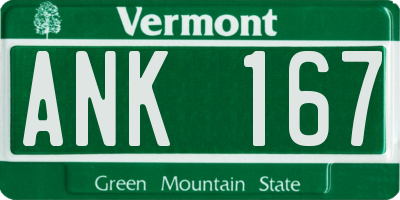 VT license plate ANK167