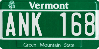 VT license plate ANK168