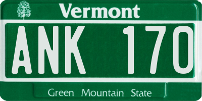 VT license plate ANK170