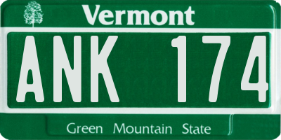 VT license plate ANK174
