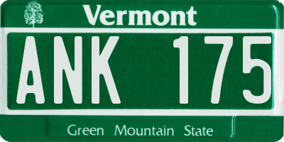 VT license plate ANK175