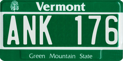 VT license plate ANK176
