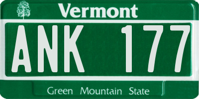 VT license plate ANK177