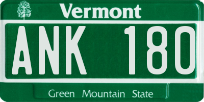 VT license plate ANK180