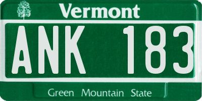 VT license plate ANK183