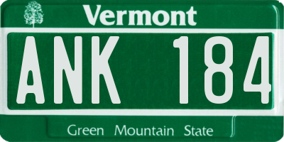 VT license plate ANK184