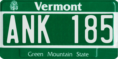 VT license plate ANK185