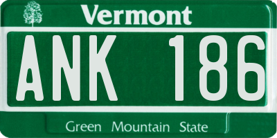 VT license plate ANK186
