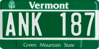 VT license plate ANK187