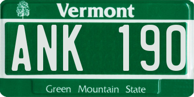 VT license plate ANK190