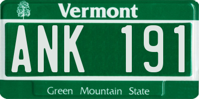 VT license plate ANK191