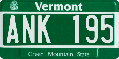 VT license plate ANK195