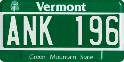 VT license plate ANK196