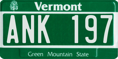 VT license plate ANK197