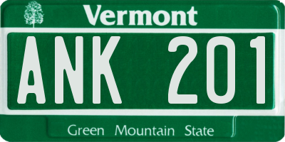 VT license plate ANK201