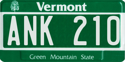 VT license plate ANK210