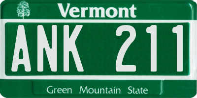 VT license plate ANK211