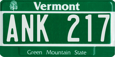 VT license plate ANK217