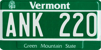 VT license plate ANK220