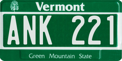 VT license plate ANK221