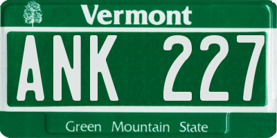 VT license plate ANK227