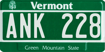 VT license plate ANK228