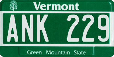 VT license plate ANK229