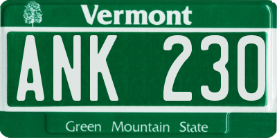 VT license plate ANK230