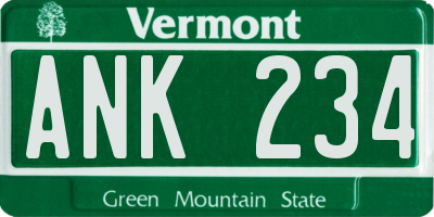 VT license plate ANK234
