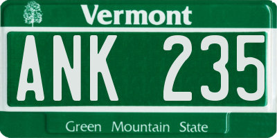 VT license plate ANK235