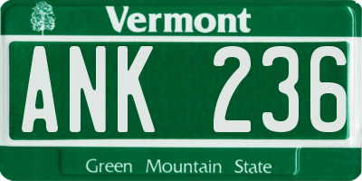 VT license plate ANK236