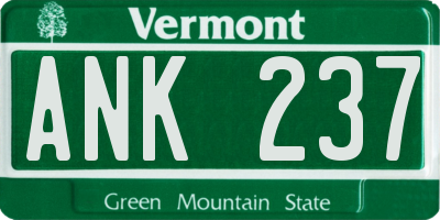 VT license plate ANK237