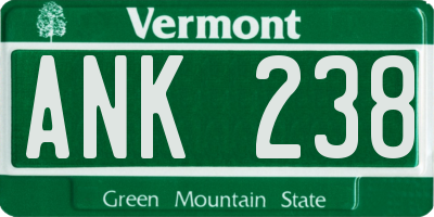 VT license plate ANK238