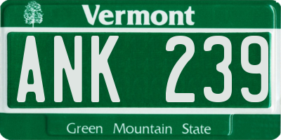 VT license plate ANK239