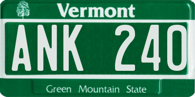 VT license plate ANK240