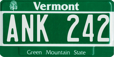 VT license plate ANK242