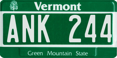 VT license plate ANK244
