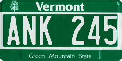 VT license plate ANK245