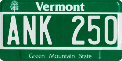 VT license plate ANK250