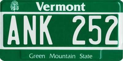 VT license plate ANK252