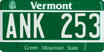VT license plate ANK253