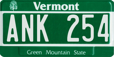 VT license plate ANK254