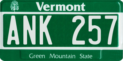 VT license plate ANK257