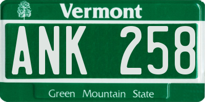 VT license plate ANK258