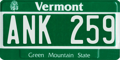 VT license plate ANK259