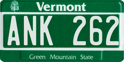 VT license plate ANK262