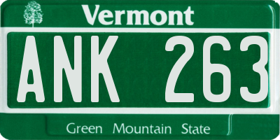 VT license plate ANK263