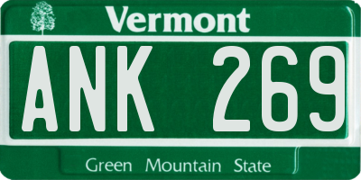 VT license plate ANK269