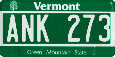VT license plate ANK273